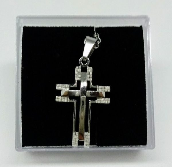 Crucifixo Inox com corrente cod: CAL1P