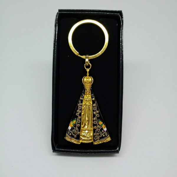 Chaveiro Dourado Aparecida Cod: BAR-ALS-333