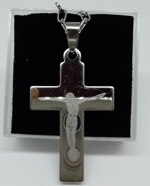 Crucifixo Inox com corrente cod: CAL6