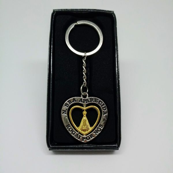 Chaveiro Aparecida Coraçao giratório Cod: AMS0084